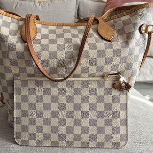 Louis Vuitton Neverfull MM Tote, Damier Azur